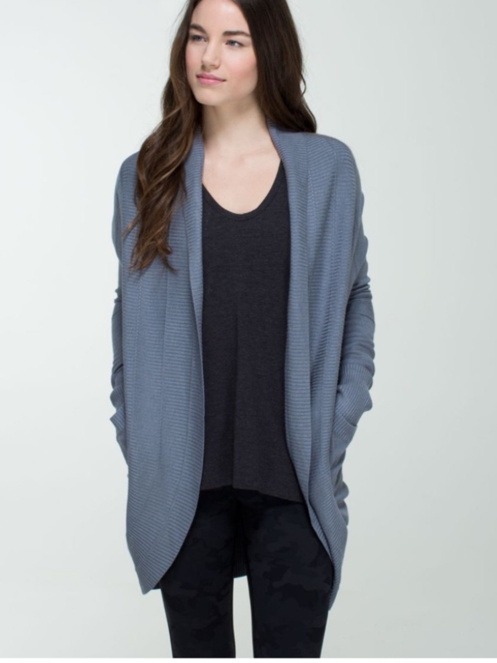 Lululemon Transformation Wrap Cardigan Heathered Blurred Gray / Coal